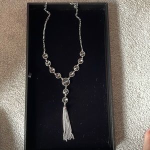 White House Black Market Gunmetal Crystal Neclace
